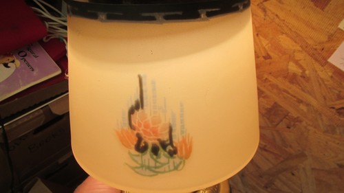 Old Reverse Painted Glass Shade Light Fixture - Picture 2 of 3