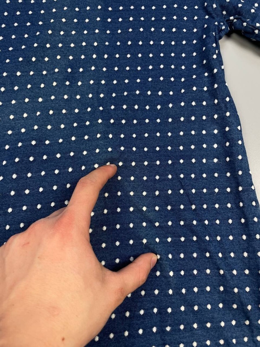 Our Legacy Indigo Jacquard Dot SS15 Long Sleeve Tee Men SZ 52 XL