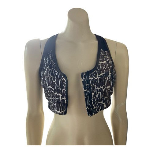 ROCKWEAR Sz 14 Sports Bra Zip Front Active Crop Top Non-Padded Racer Back Black - Picture 2 of 8