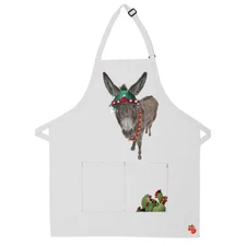 Donkey Christmas Apron Two Pocket Bib with Adjustable Neck