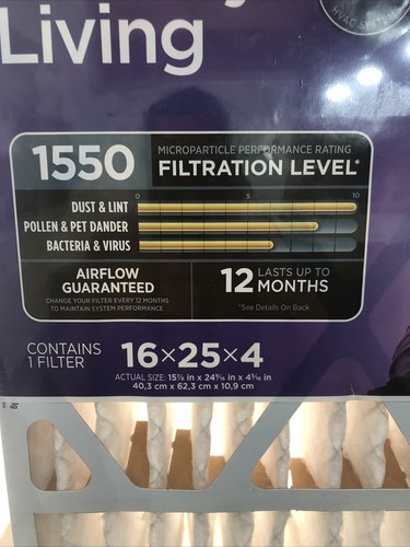 3M Filtrete 1550 Allergen Reduction Filter 16 x 25 x 4in - Picture 2 of 5