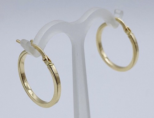 375 9ct Yellow Gold Square Tube Round Hoop Earring 10mm to 25mm New Pair - Picture 2 of 6