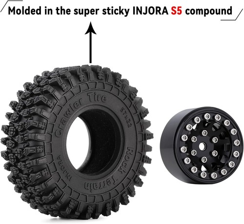 Super Soft Sticky 1.0 Beadlock Tires for Micro Crawler - Dimensions: 57x22mm - Picture 6 of 8