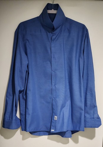 Camisa de Vestir Platino de Marquis Para Hombres Calce Ajustado Azul Mezcla de Algodón Abotonada Talla 2XL - Imagen 5 de 7
