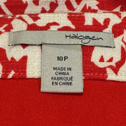 Halogen Women's Sz 10P Red White Printed Pencil Straight Knee Length Lined Skirt - Picture 6 of 6