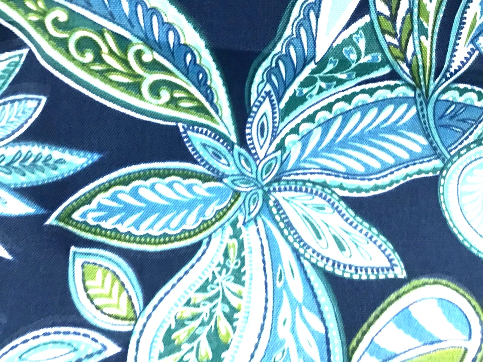 LOTE de 5 yardas de flores florales Richloom tela tropical hoja azul verde azulado Foto 2 de 4