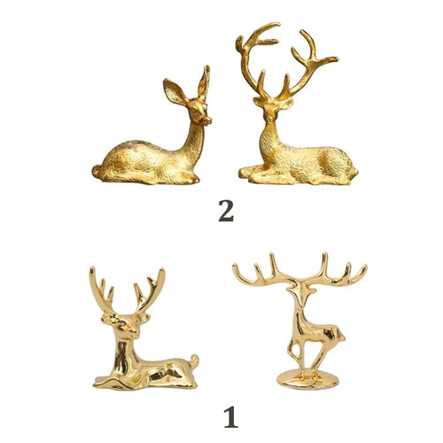 Golden Table Decoration Vintage Elk Deer Statue Art Figurine Nordic Ornament - Picture 2 of 8