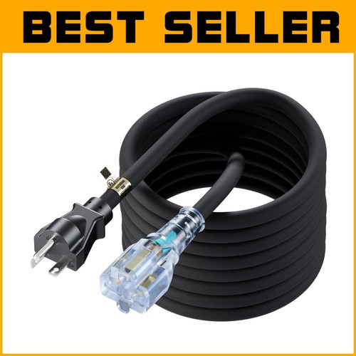Multi-functional 25FT 20A Nema 6-20P Extension Cord with Transparent Female Plug