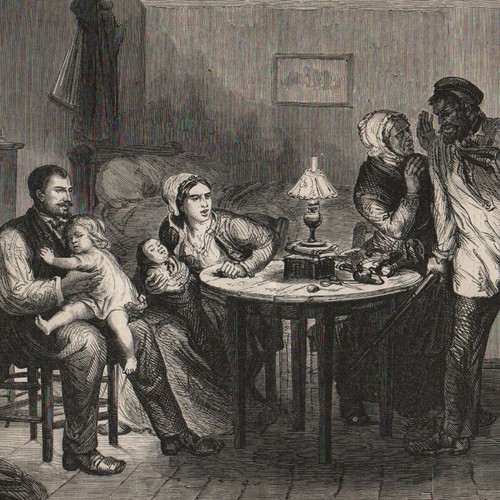 Paris - Population ouvrière - Mauvais conseils - Gravure de presse 1870 - Imagen 1 de 2