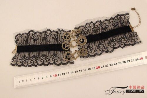 Retro Victorian Gothic Steampunk Gear Choker Halskette Schwarz Choker - Bild 2 von 8