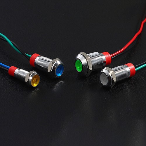 6 8 10 12 mm LED Indicador de Metal Piloto Coche Tablero Luz Lámpara 15 cm Cable Conductos - Imagen 6 de 14