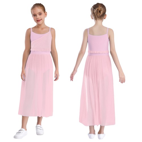 Kids Girls Dance Dress Ruffles Performance Charming Dancewear Movement Stage - Picture 63 of 85