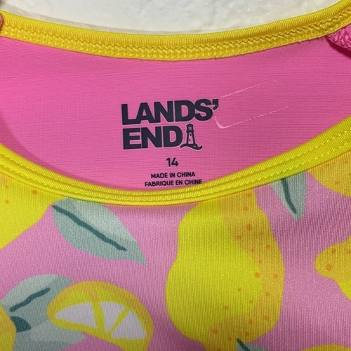 Lands’ End 3 Piece Pink and Yellow Lemon Swim Suit Size Girls 14 - Picture 6 of 13