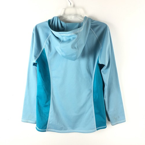 Northface Fleece Jacket Girls Sz XL Lt Blue 1/4 Zip Kangaroo Pocket Tech Glacier - Picture 2 of 9