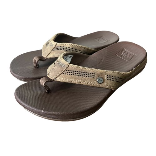 Reef Brown Leather Flip Flop Thong Sandals Casual Mens Size 8
