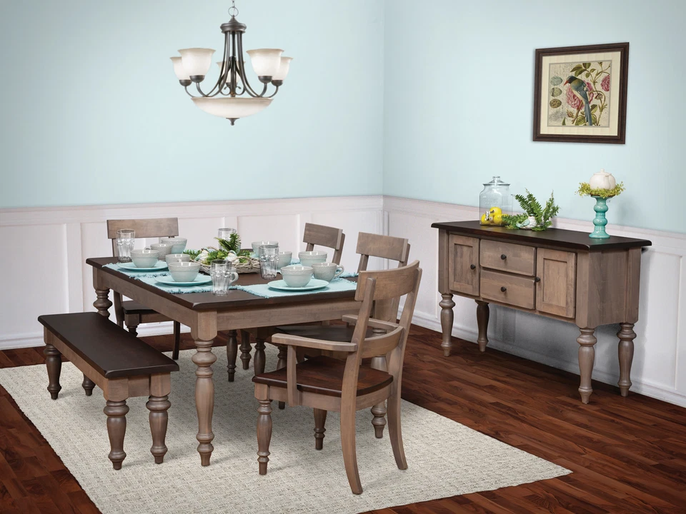 Aparador servidor Amish Country Farmhouse madera maciza gris 2 tonos 60" serenidad Foto 2 de 2