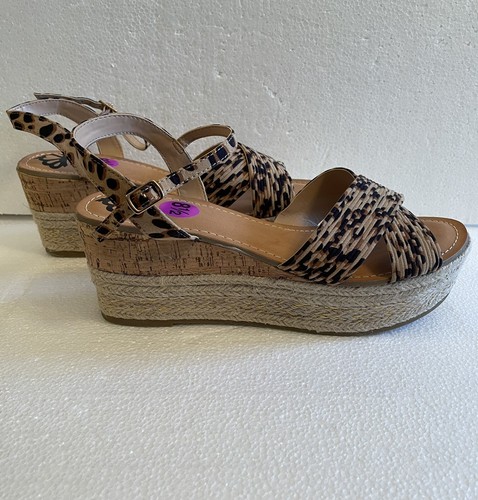 NEW Fergalicious Platform Espadrille Wedge Sandal SIZE 8.5 Leopard Print Shoes - Picture 2 of 7