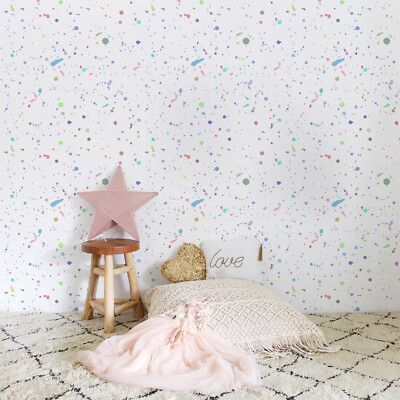 Removable Wallpaper adhesive Paint splatter Colorful for kids room Pale colors