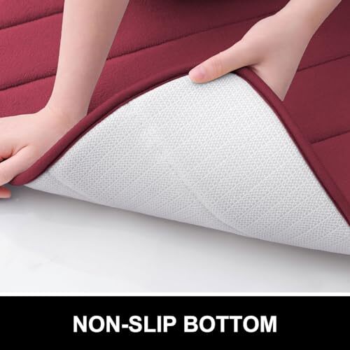Memory Foam Bath Mat 24x16, Ultra Soft and Absorbent Bathroom 24"x16" Burgundy - Bild 6 von 6