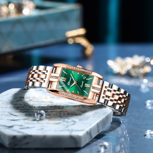 Women's Luxury Square Rhinestone Dial Stainless Steel Band Quartz Wrist Watch - Afbeelding 16 van 23