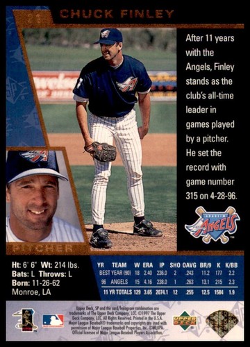 1997 SP #21 Chuck Finley - Picture 2 of 2