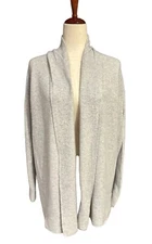 Nordstrom Signature Cashmere Open Front Ribbed Cardigan Sweater Gray Women’s S