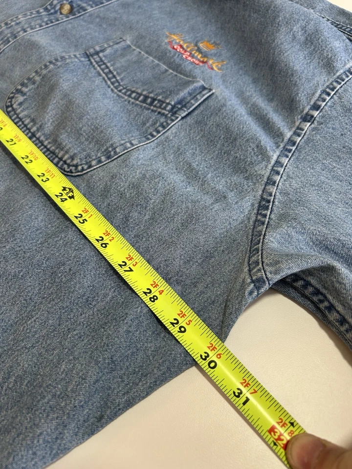 Vintage Cintas Hallmark Gold Crown Denim Button-Up Shirt 2XL Made in UAE - Image 4 of 4