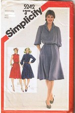 Vtg 80s Button Front Elastic Waist Yoke Collared Shirtdress Sewing Pattern Sz 12