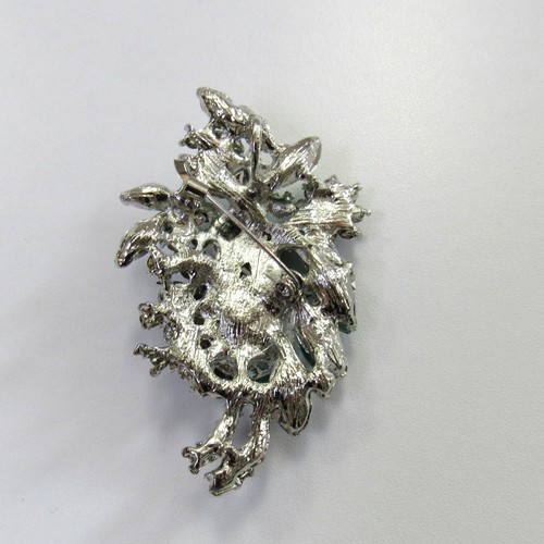 Dark Green Vintage Design Rhinestone Crystal Pin Pendant Brooch Wedding Bridal - Picture 2 of 3