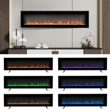 Electric 40 50 60" Wall Mounted LED Fireplace Wall Inset Into Fire Freestand UK