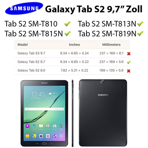 Luxus Leder Schutzhülle Samsung Galaxy Tab S2 T810-819 Tablet Tasche Cover Case - Picture 12 of 12