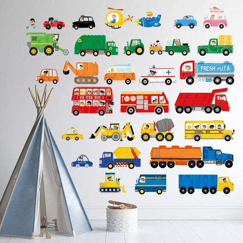 Calcomanía pegatinas de pared extraíbles DECOWALL DSL-8064 para automóviles transporte vehículos niños - Imagen 2 de 6