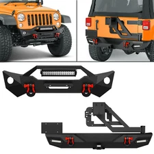 Front/Rear Bumper W/ License Plate Bracket For 07-2018 Wrangler JK JKU Unlimited
