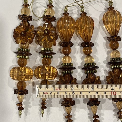 VTG Elegant Jeweled Beaded Ornaments Flowers Amber Gold Floral Retro Lot of 6 - Picture 10 of 11