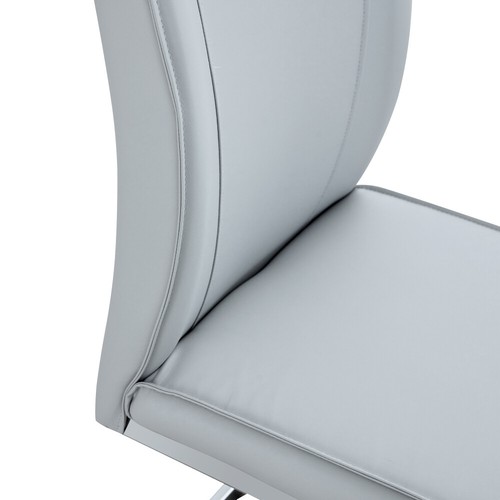 Light Gray PU Chair Set w/ Round Table-32" Silver Legs,Modern Luxe Dining/Office - Picture 15 of 22