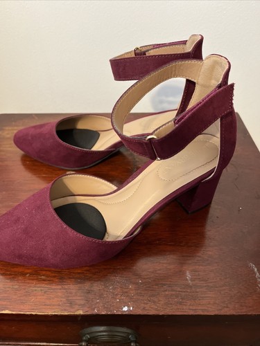 Lane Bryant Block Heels W/Ankle Strap Sz 8W Burgundy - Picture 4 of 8