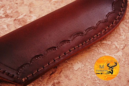 FUNDA DE CUERO DE VACA PURO HECHA A MANO PARA CUCHILLO DE HOJA FIJA SUPERVIVENCIA EDC 1303 - Imagen 3 de 4
