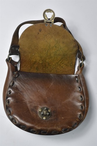 Vintage TOOLED LEATHER PURSE SHOULDER STRAP MUSHROOM DESIGN #07267 - Picture 6 of 9