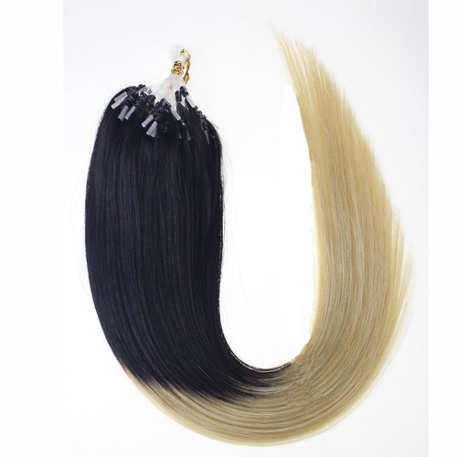 Ombre Echthaar Microring / Loop Extensions Remy Haarverlängerung 40-65cm Glatt - Picture 80 of 87