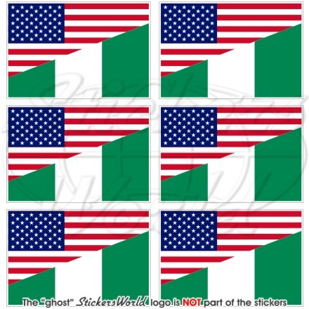 USA America-NIGERIA American-Nigerian Flag 4cm Mobile Cell Phone Mini Sticker x6 - Picture 1 of 1