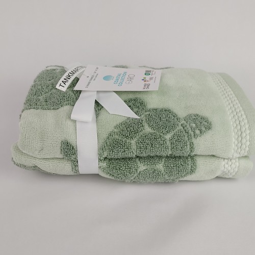 CARO Home Set of 2 Hand Towels Sea Turtles Nautical Ocean Reversible Green, NWT - Picture 3 of 6