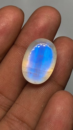 AAAAAA Quality Rainbow Moonstone Sugar Loaf,Oval Shape Smooth Bule Fire 14X20 MM - Picture 15 of 18