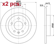 X2 PCS REAR BRAKE DISC ROTOS X2 PCS SET 8DD 355 116-601 HELLA I