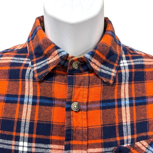 Legendary Whitetails Buck Camp Flannel Shirt Orange Blue Plaid Men’s Size Small - Picture 2 of 9