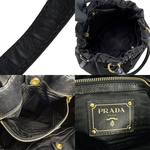 Prada Handtasche Schulter Nylon Leder Schwarz Damen PRADA - Bild 9 von 12