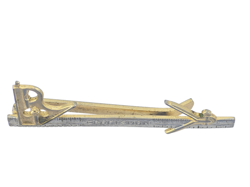 VTG CRAFTSMAN TOOL COMBINATION SQUARE SILVER & GOLD TONE TIE BAR CLIP ~ 2.5 in - Picture 6 of 7