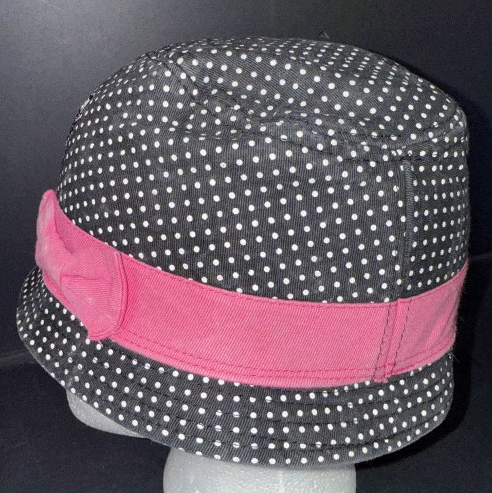 Hello Kitty 黑色粉色 Y2K 猫卡通圆点 Y2K 水桶帽 — 第 2/4 张图片