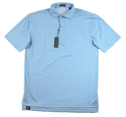 Turtleson Polo Shirt Mens Medium Blue Lime Harris Performance Golf Floral Print
