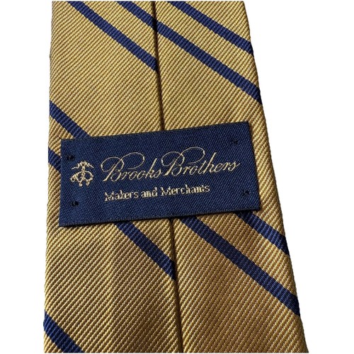 Brooks Brothers Makers Repp Seidenkrawatte gold & blau gestreift 59”L 2,5”W - Bild 4 von 5