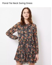 LOFT Black Floral Boho Peasant Dress Women’s Medium Sheer Chiffon Lined